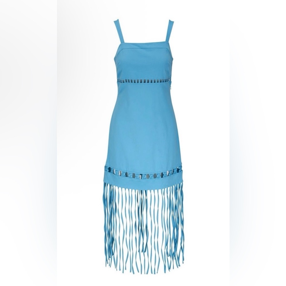 Jonathan Simkhai Sky Blue Fringe Mini Dress